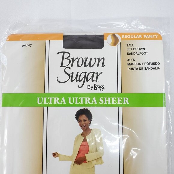 Leggs Brown Sugar Ultra Ultra Sheer Regular Pantyhose Tall Jet Brown Sandalfoot - Picture 2 of 6